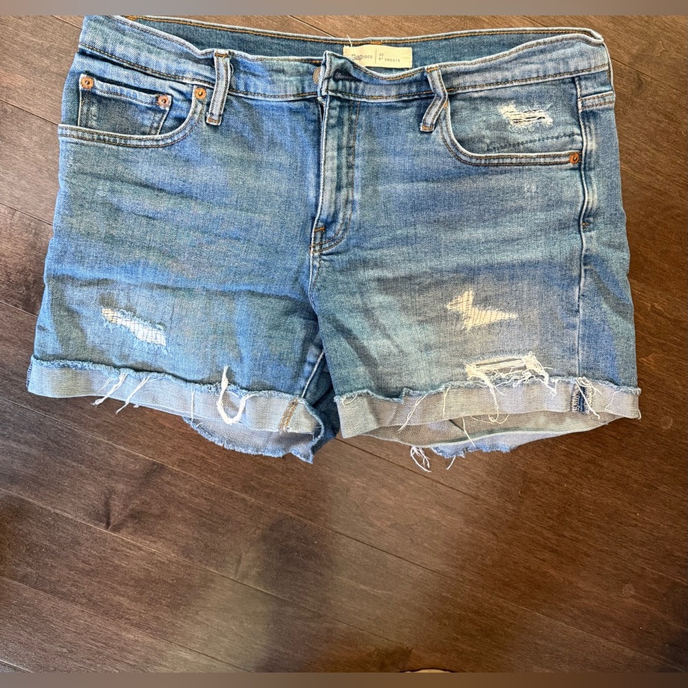 GAP Blue Distressed Jean Shorts
